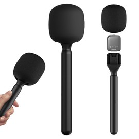 NAVESO Interview GO Handheld Adapter for D-ji Mic 1/2, Rode Wireless Go II, Wireless Interview Lavalier Microphone Adapter Handheld Moun with Foam Pop Protection, for Osmo Pocket 3 Mic 2/ Synco G1/A2