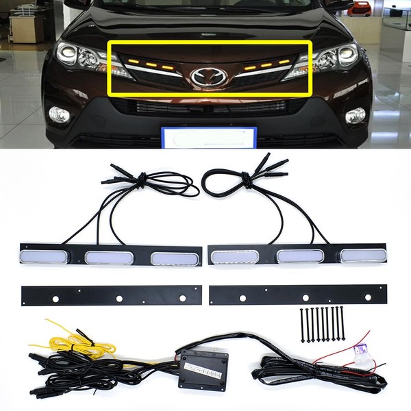 ECAHAYAKU Front Bumper LED Amber Turn Signal Light Grille Driving