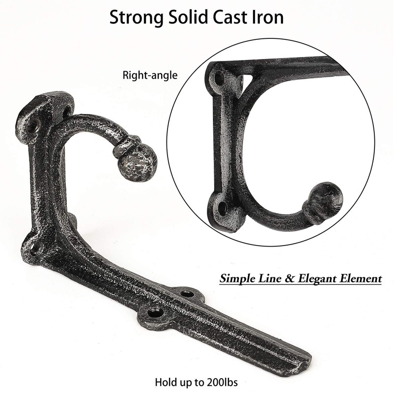 ChasBete Rustic Shelf Brackets & Supports, Black Shelf Bracket with