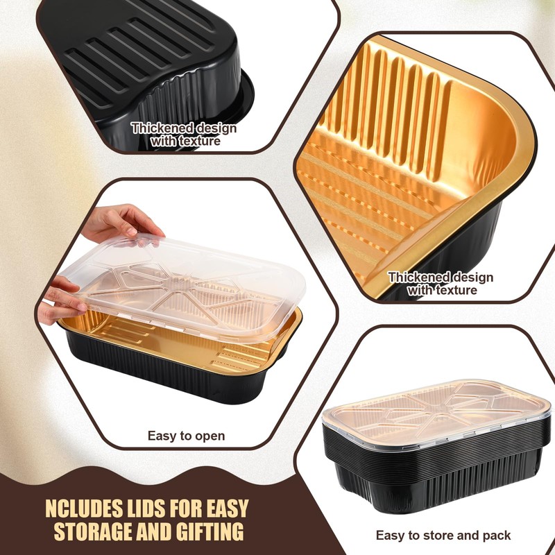 Baderke 30 Set 9x13 Heavy Duty Aluminum Pans with Lids
