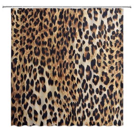 Leopard Print Shower Curtain Cheetah Wild Safari Skin Powerful Animal Big Cat Wildlife Fur Modern Fabric Decorative Bathroom Curtains with Hooks,Brown Black