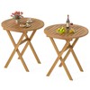 RELAX4LIFE Round Outdoor Folding Table - 26’’ Acacia Wood Patio