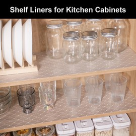 Cooyes Shelf Liner – Premium Cabinet Liner for Kitchen – Non-Adhesive Shelf Liners for Kitchen Cabinets – Waterproof Shelf Paper with Modern Pattern – Durable EVA Cabinet Liners