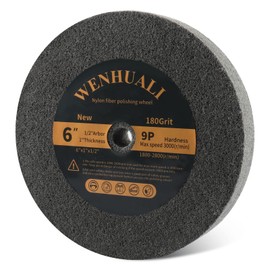WENHUALI 6 Inch Bench Grinder Polishing Wheels, 9P Hardness Buffing Wheels for Bench Grinder, Deburring Wheel Easily Polish Scratches on Golf Clubs Metal Copper, 180 Grit 1" Thickness for 1/2" Arbor