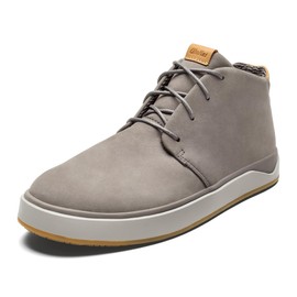 OLUKAI Papaku 'Ili Men's Boots, Durable Waterproof Leather, Cozy Quilted Lining, All-Day Underfoot Cushion, Comfort & Wet Grip Rubber Soles, Graphite / Graphite, 9.5