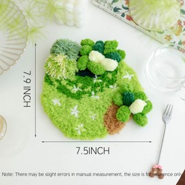 beausougon DIY Latch Hooking Craft 3D Coaster Set with Moss Design， Crochet Kit for Adults (B)