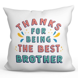 MUGFFINS BROTHER Cushion Padding included - in English - Thanks for being the best - Funny gift - Pillow: cover and filling 15.7x15.7 inches