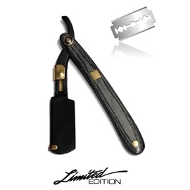 Unbranded Special Quality Extra Sharp Straight Edge Razor Black & Gold Rare Edge Razor
