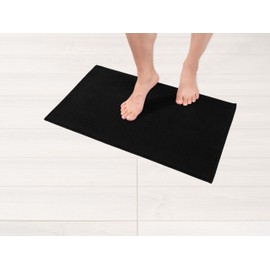 American Soft Linen Bath Rug, 17 in 24 in 100% Cotton Bath Mats Rugs for Bathroom, Slip Reducer Washable Shaggy Form Area Rugs, Black Bath Rug