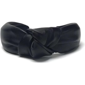 Headband, Knotted Headbands for Women Black Leather, Fashion Headbands for Women Top Knot Headband for Girls