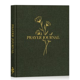 Lanpn Prayer Journal Book for Women Men, 68 Weeks Christian Planner Bible Study Notebook with Scripture Verse, Linen Devotional Gratitude Journal, Religious Faith Gifts for Teen Girls, Green