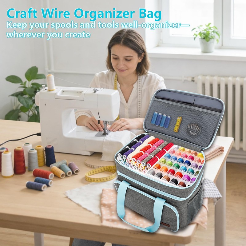Sewing Accessories Organizer, Double Layer Sewing Supplies Organizer with Detachable