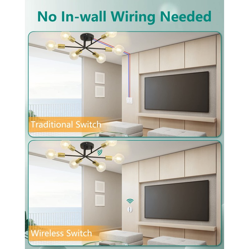 HAPYTHDA Wireless Light Switch, No In-Wall Wiring Required, Waterproof Remote