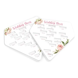 KALEFO Bridal Shower Game Cards Wedding Diamond Shape Mad Libs Engagement Party Supplies Pink Rose Bachelorette Favors 25Pcs(White)