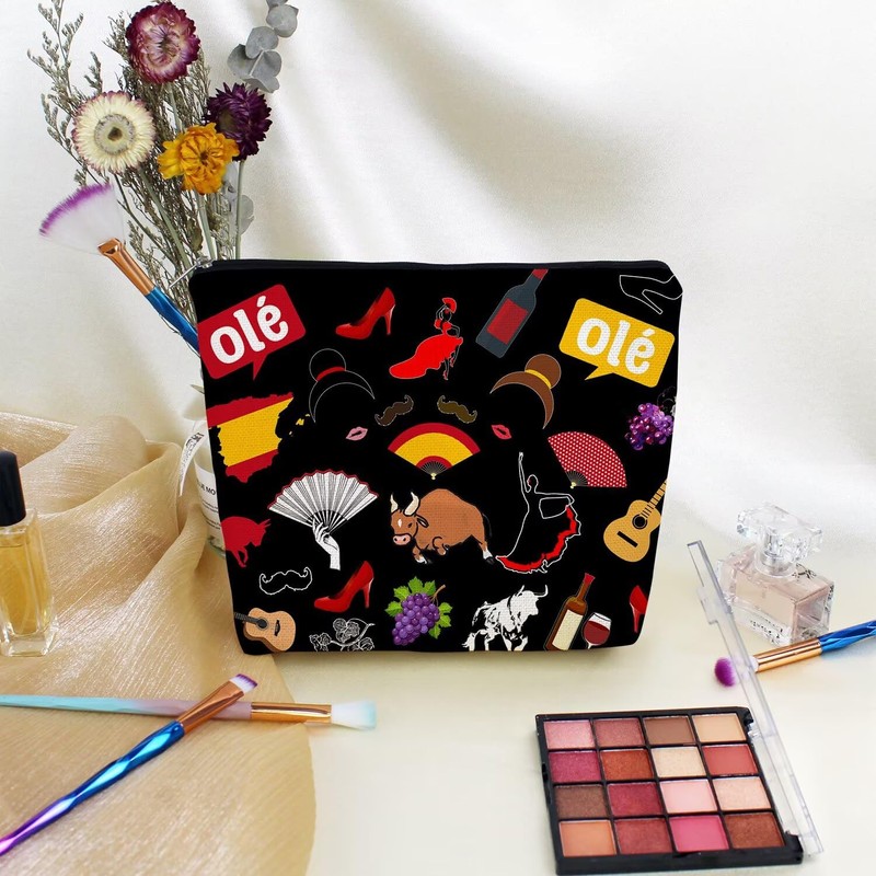 Livel lhood Travel Spain Makeup Bag Cute Small Canvas Organizer