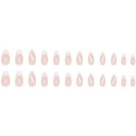 Nail Apparel Long Coffin Cute Kawaii Press on Nails 3D Cartoon Pink Glitter Rhinestone Heart Pearl Bow Long Ballet Trapezoid Fake Nails 24Pcs (White French Silver Glitter Art)