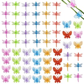 GELXGRIT 60 Pcs Plant Orchid Clips Kit Butterfly Vine Clips Dragonfly Orchid Support Clips Garden Plant Clips for Support Flower Vine Orchid, Mix Color