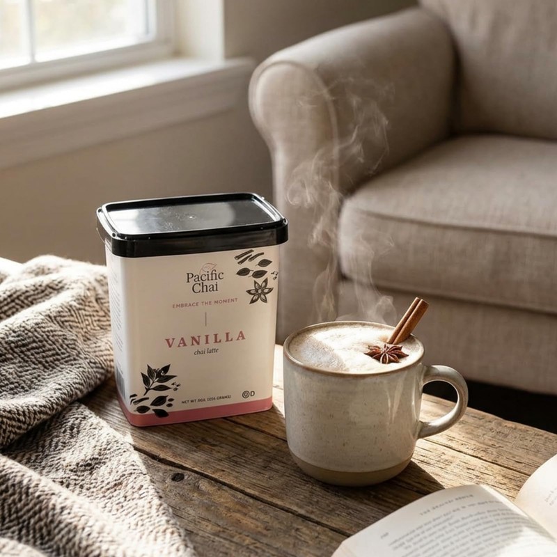 Pacific Chai Vanilla Chai Latte, Instant Powered Dry Chai Tea