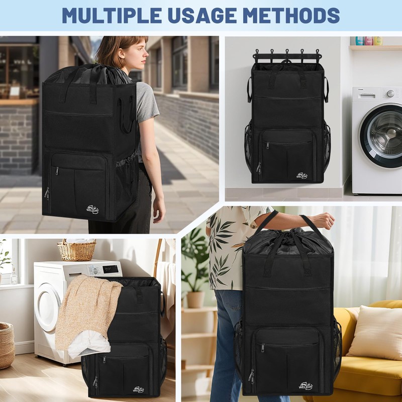 WELIDAY Large Laundry Backpack Bag with 3 Sizes Mesh Wash