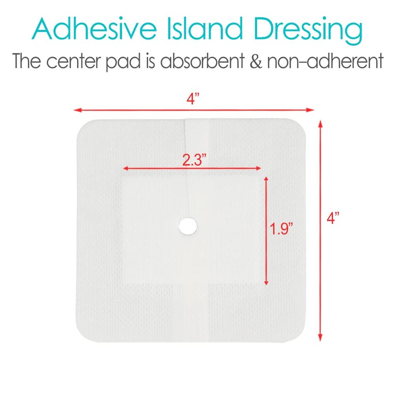 Split Drain Adhesive Bandages 4" x 4", PD Catheter Feeding