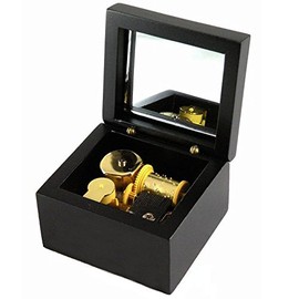 Wind-Up Wooden Music Box with Gold-Plating Movement in,Swan Lake,Black
