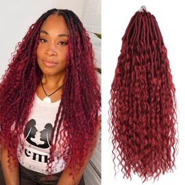 Boho Faux Locs With Curly Pure Protein Fiber Close to Human Hair Curls 24 Inch Pre-Looped Crochet Goddess Faux Locs Bohemian Loc Crochet Hair For Women(24Inch BUG)