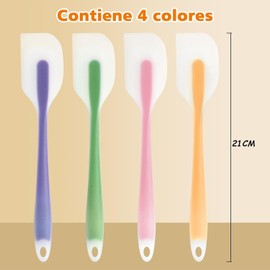 Espátula de Silicona para Cocina, 4 Colores - Miserables Espatula Silicon de Alimentos Calor Hasta Cuchara de Silicona Duradera y Reutilizable para Batir Crema, Hacer Pasteles (21CM)