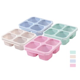 BLLREMIPSUR 4 Pack Snack Boxes with Lids, 4 Compartments Bento Lunch Box Reusable Divided Food Storage Containers for Kids Adults School Work Travel