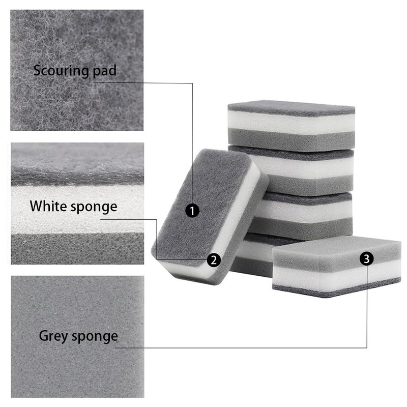 10 Pack Heavy Duty Scrub Sponge, Dual-Sided Dish-washing & Cleaning