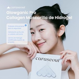 caraseoul Glowganic Pro Colágeno Vegano Mascarilla Hidrogel [4 uds] | Fórmula Suave con Niacinamida y Adenosina, Piel Luminosa e Hidratada, Cuidado K-