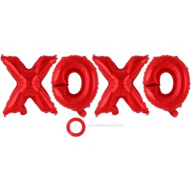 XOXO Balloons,16 Inch Red XOXO Foil Balloons,Love Balloons Valentines Day Balloons Valentines Day Party Supplies for Wedding Engagement Galentines Day Bridal Shower Birthday Party Decor (Red)