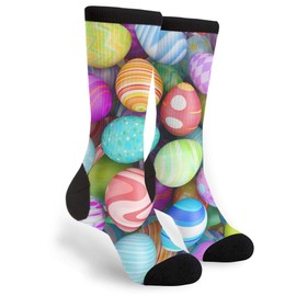 NGFF Colorful Beautiful Easter Eggs Men Women Casual Crazy Funny Athletic Fancy Novelty Graphic Crew Tube Socks Moisture Wicking Gift