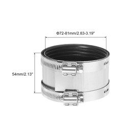 uxcell Flexible Pipe Coupling, 72-81mm Pipe Connector with Stainless Steel Hose Clamps Stainless Steel Pipe Repair Clamp for Plastic and Metal Pipes