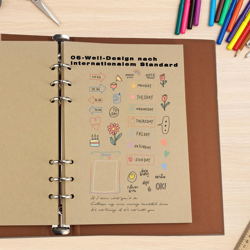 YFLeomry A5 Paper Kraft Paper 80 Sheets Ring Binder A5