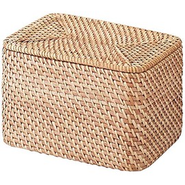 Mujin Ryohin Overlapping Rattan Rectangular Box with Lid (V) Approx. 10.2 x 7.1 x 6.3 inches 47381337