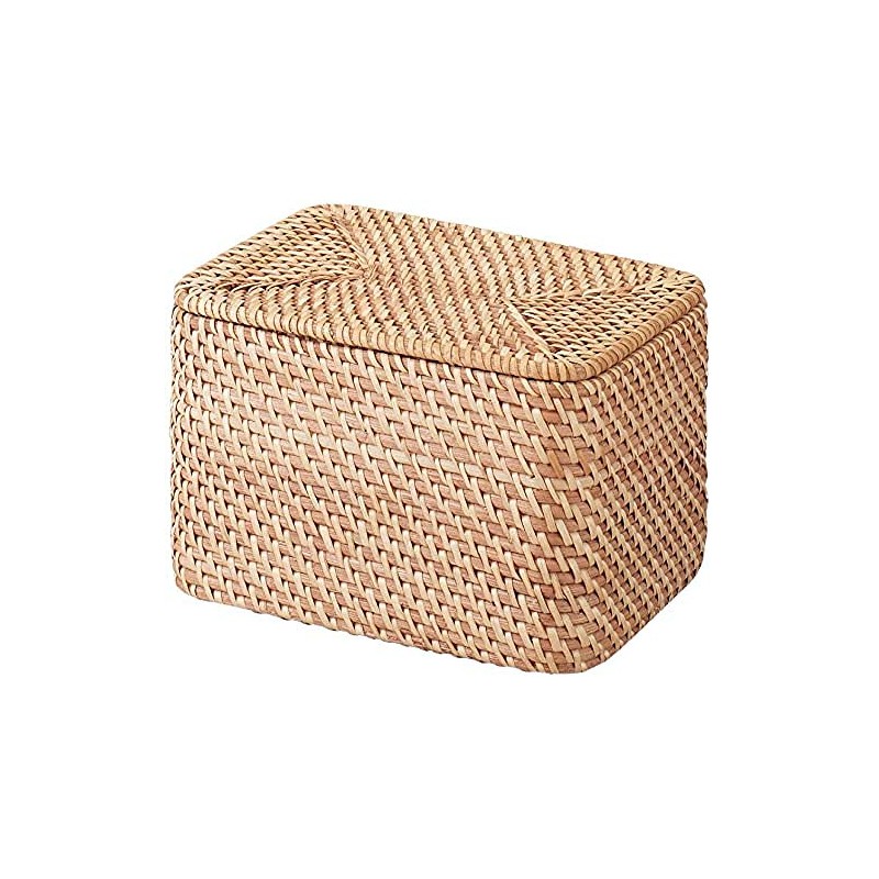 Mujin Ryohin Overlapping Rattan Rectangular Box with Lid (V) Approx.