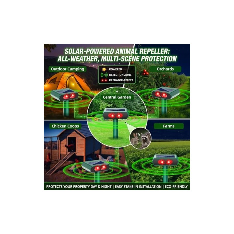 2025 Solar Nocturnal Animal Repeller Deer Repellent Outdoor with Red