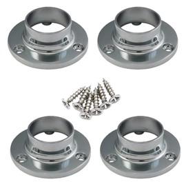 Round 25mm Wardrobe Rail Locking End Socket Suit Chrome Wardrobe Hanging Sockets with Screws Rail Rod End Supports Wardrobe Rod Socket Fitting Pack of 4.