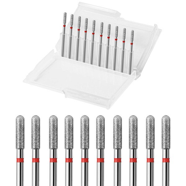 10pcs Safety Round Barrel Cuticle Drill Bits, Carbide Diamond Nail