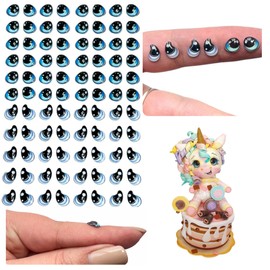 3D Resin Googly Eyes – Self-Adhesive Blue, Solid Static Design – 88 Pcs (44 Pairs) for Slime, Amigurumi, Polymer Clay, Cold Porcelain, EVA Foam, Felt, DIY Cards, Scrapbooking & Paper Crafts MS5-7mm