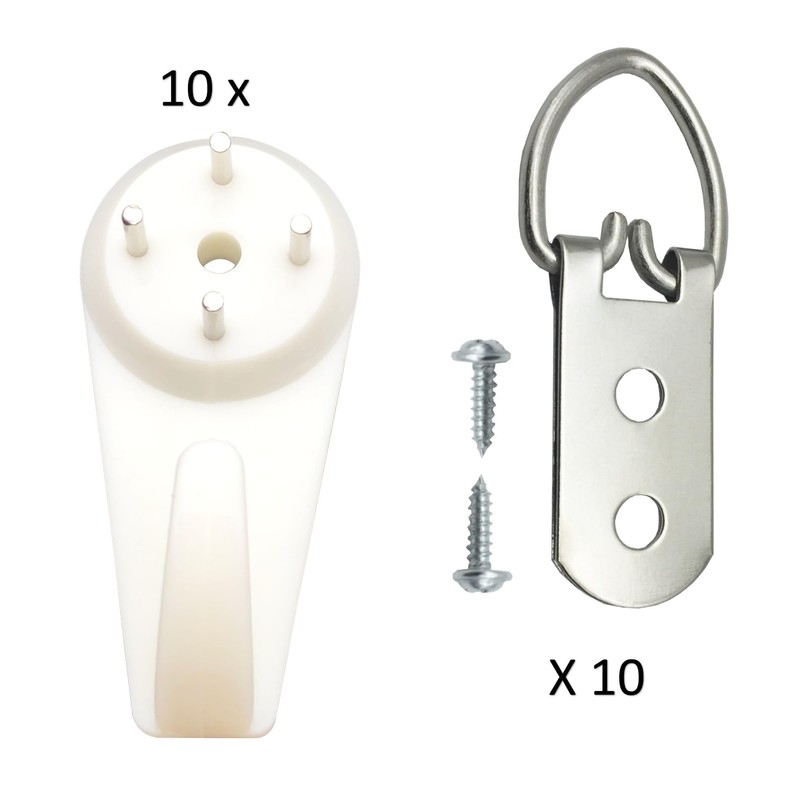 10 Sets Heavy-Duty Picture Hanging Kit, 10 Pack Stainless Steel