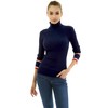 AmélieBoutik Women Long Sleeve Striped Split Cuff Turtleneck Ribbed Pullover