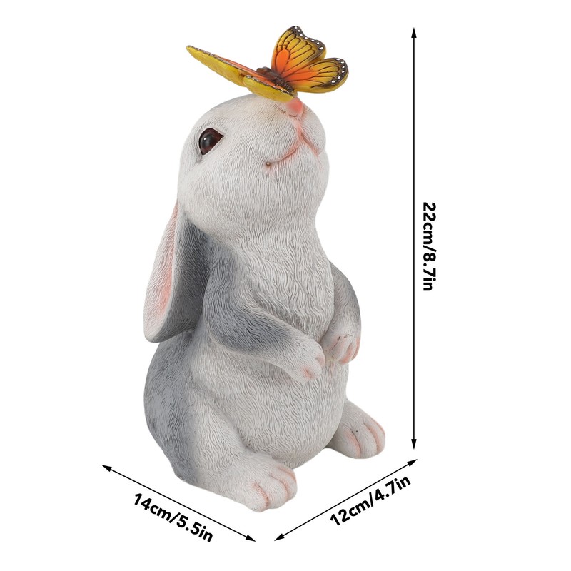 Bunny Outdoor Garden Statues Resin 600mAh Warm Light Rabbit with