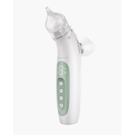 Momcozy Nasal Aspirator for Baby,【Built-in Spray】 SniffEase 2-in-1 Baby Nasal Aspirator with Nasal Spray, 65kPa 4 Suction Levels Electric Nasal Aspirator, Portable with Light & Soothing Music