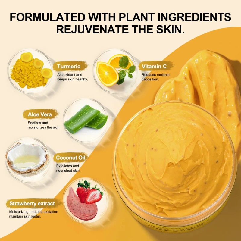130g Turmeric Vc Facial Scrub,exfoliating Clears Blackheads
