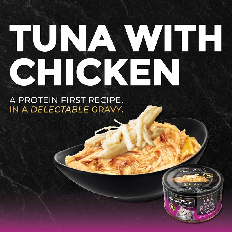Fussie Cat Premium Tuna with Chicken in Gravy, 2.82oz can,