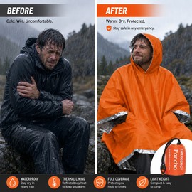 Emergency Rain Poncho for Outdoor Use – Waterproof Thermal Cover for Camping, Hiking, and Travel Kits