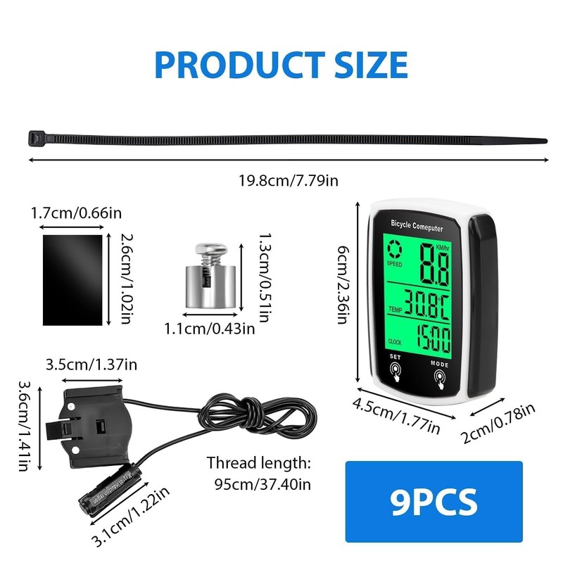 Bicycle Computer IPX6 Waterproof Bicycle Computer, Speedometer Multi-Function, Bicycle Speedometer