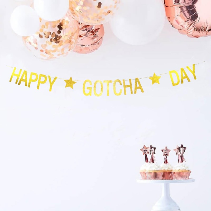 Etaredkj Happy Gotcha Day Banner, Pet Adoption Party Decorations Supplies,