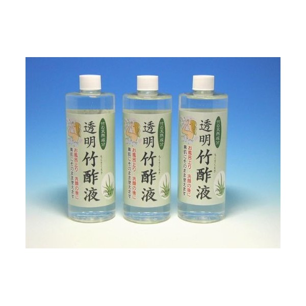 Transparent Bamboo Vinegar Solution, 16.9 fl oz (500 ml), Set of 3, Lotion Type Distilled Bamboo Vinegar Liquid for Bare Skin